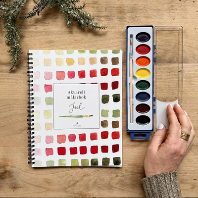 Färgpalett med 12 färger + pensel